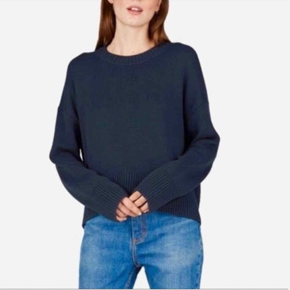 Everlane The Soft Cotton Square Crew in Navy XS